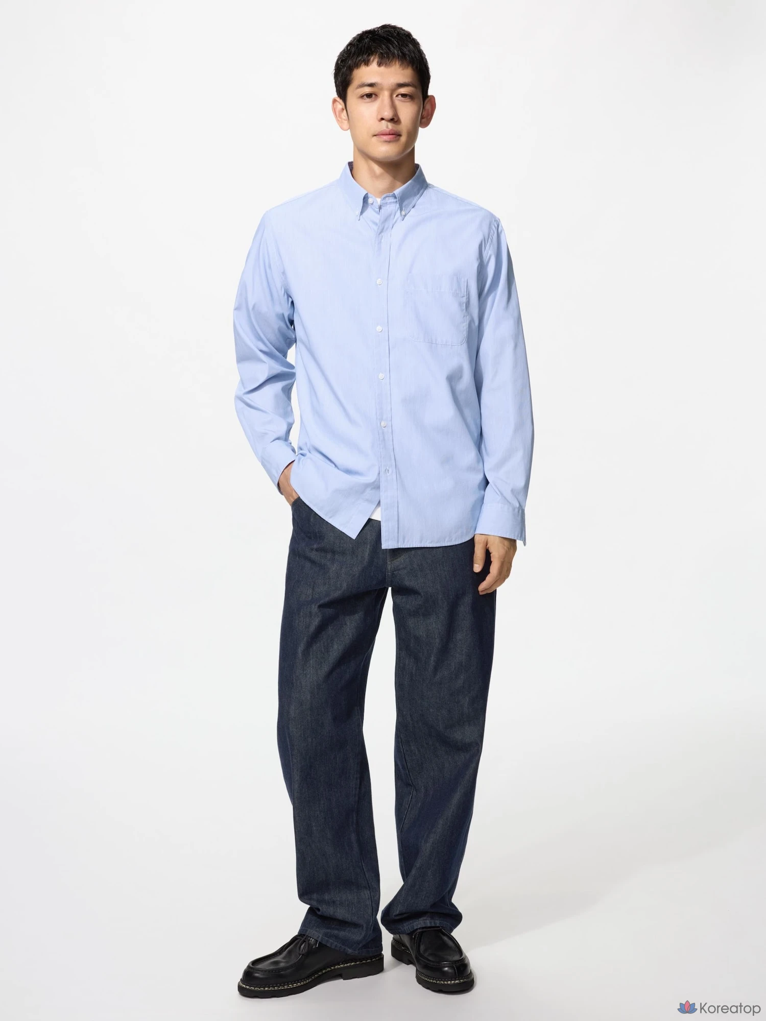 Рубашка Uniqlo Broadcloth Shirt (Button-Down Collar) Hairline, фото 2