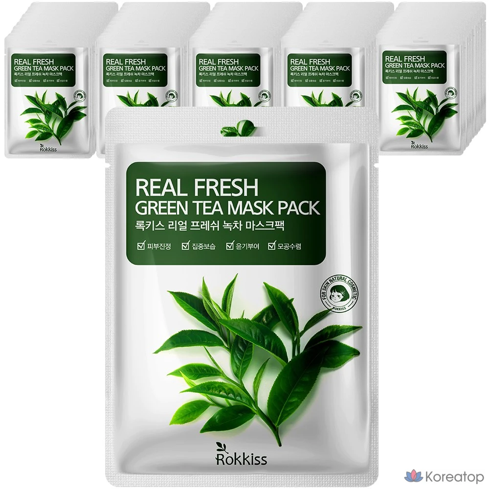 Тканевая маска для лица Rokkiss Real Fresh Green Tea Mask, 50 шт.