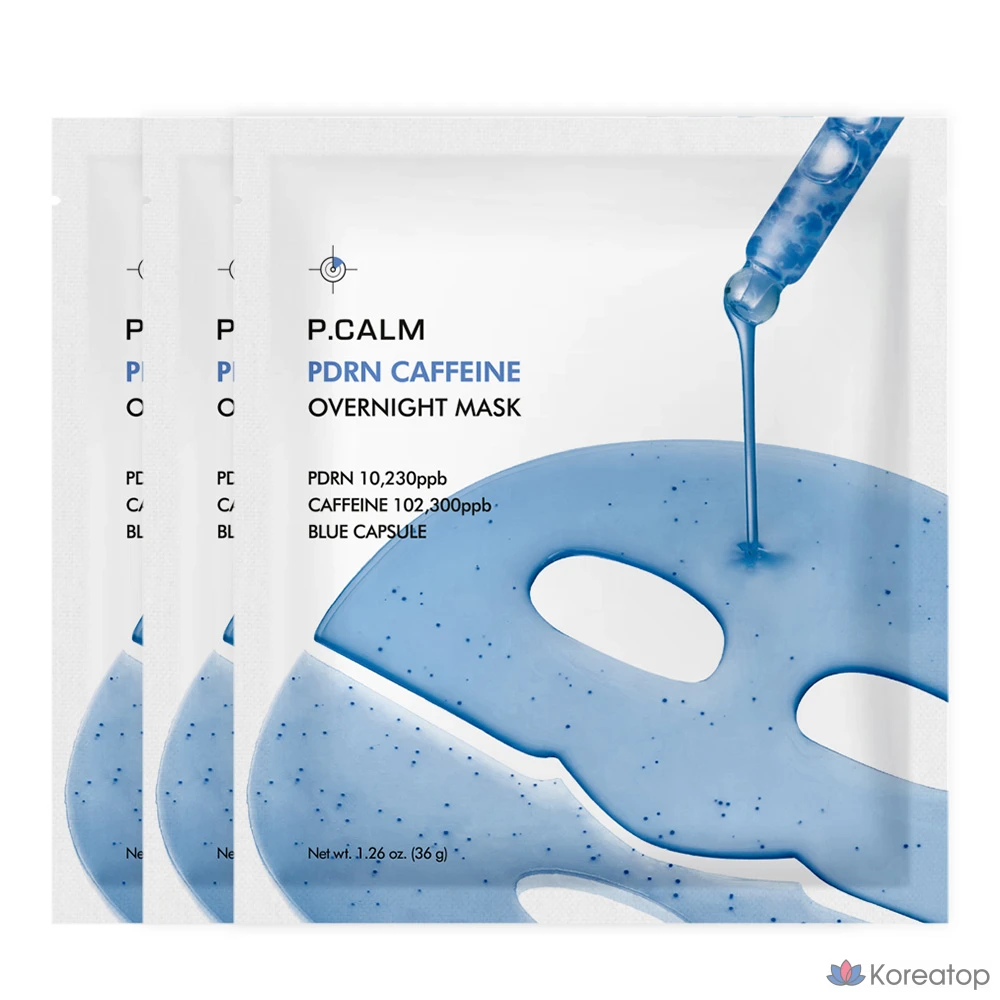 Ночная гелевая маска для лица P.CALM PDRN Caffeine Hyaluronic Acid Overnight Gel Mask, 12 шт.