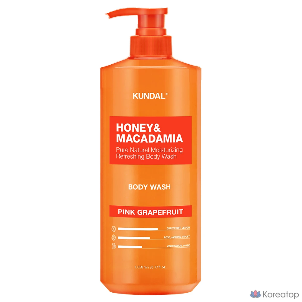 Гель для душа Kundal Honey &amp; Macadamia Pure Body Wash, аромат Pink Grapefruit, 1.058 л, 1 шт.