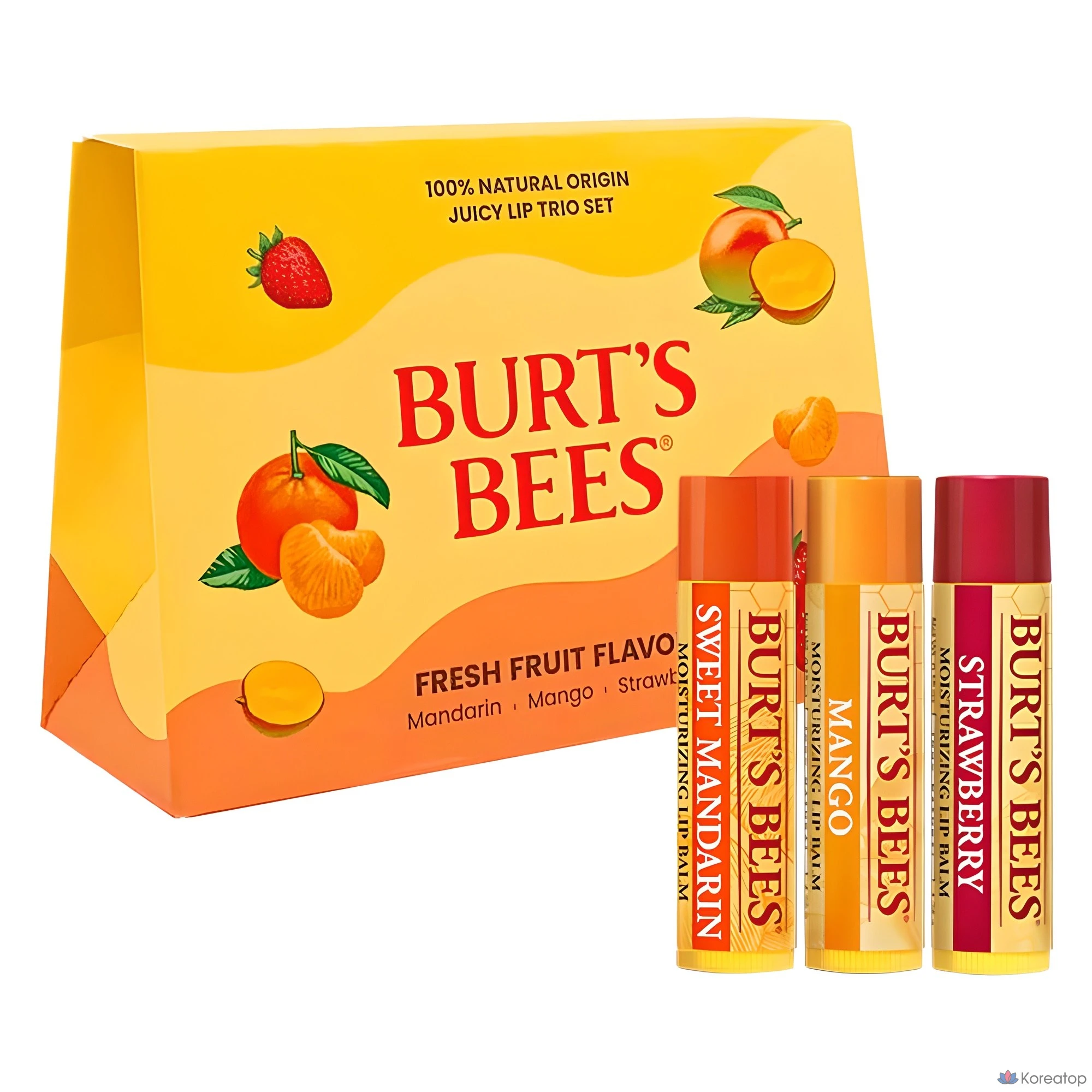 Набор для ухода Burt's Bees Juicy Lip Balm Trio 3-piece Set (Sweet Mandarin + Mango + Strawberry), 12.75 г, 1 шт.