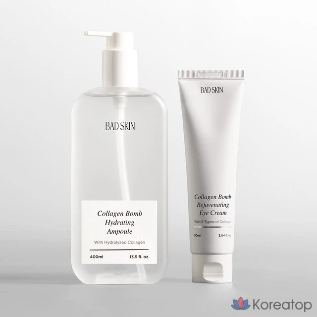 Набор для ухода Bad Skin Collagen Elasticity Wrinkle Care Set (Collagen Bomb Hydrating Ampoule 400 мл + Collagen Bomb Rejuvenating Eye Cream 90 мл), 1 шт.