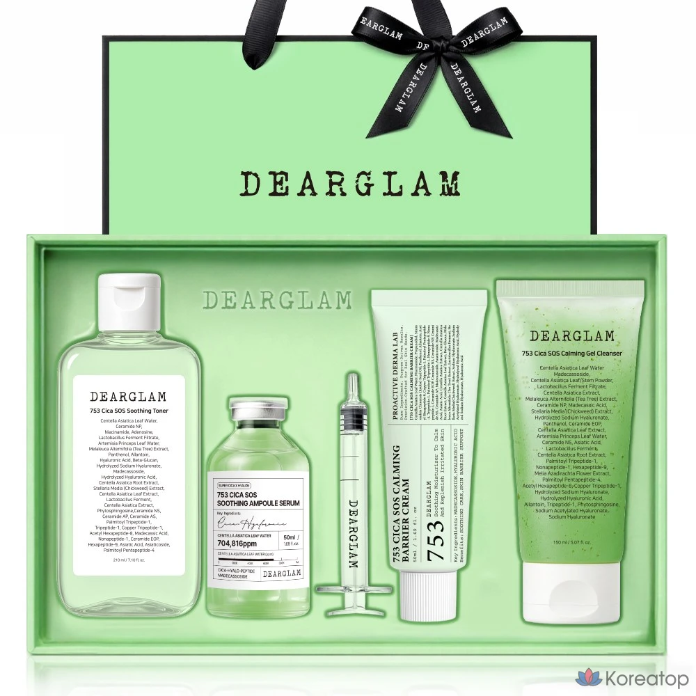 Набор для ухода DEARGLAM 753 Cica SOS Trouble 4-piece Set, 1 шт.