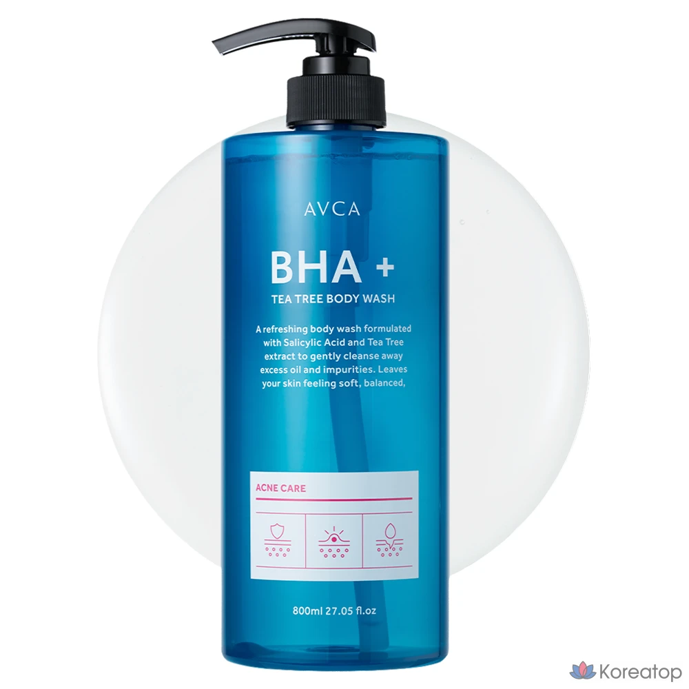 Гель для душа AVCA BHA Plus Tea Tree Acne Care, 800 мл, 1 шт.