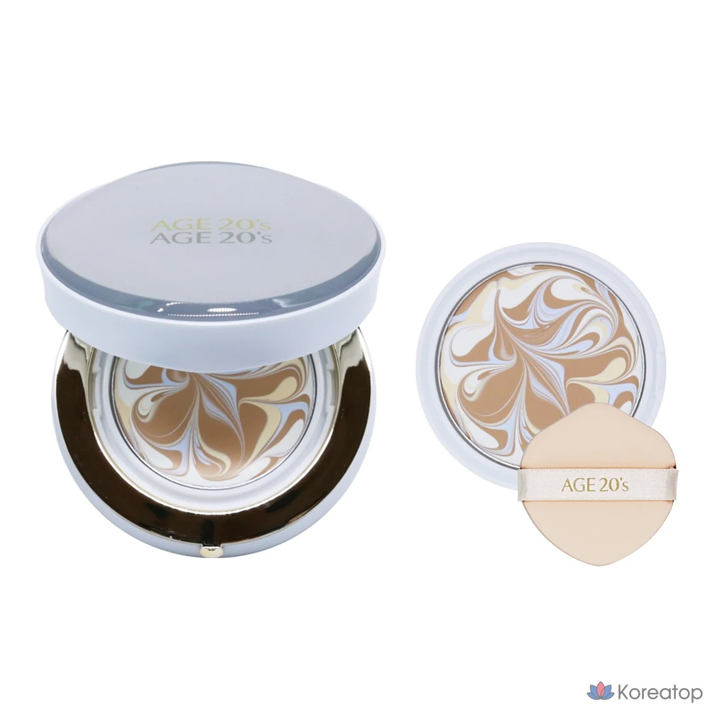 Пудра-компакт AGE 20's Signature Essence Cover Pact Master Velvet, оттенок 21, набор (кейс + 2 рефилла), 1 шт.