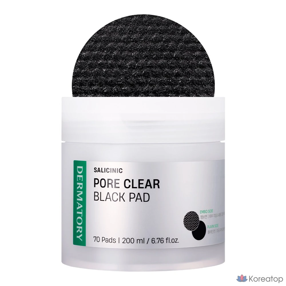 Пэды для лица Dermatory Salicinic Pore Clear Black Pad, 200 мл, 70 шт.