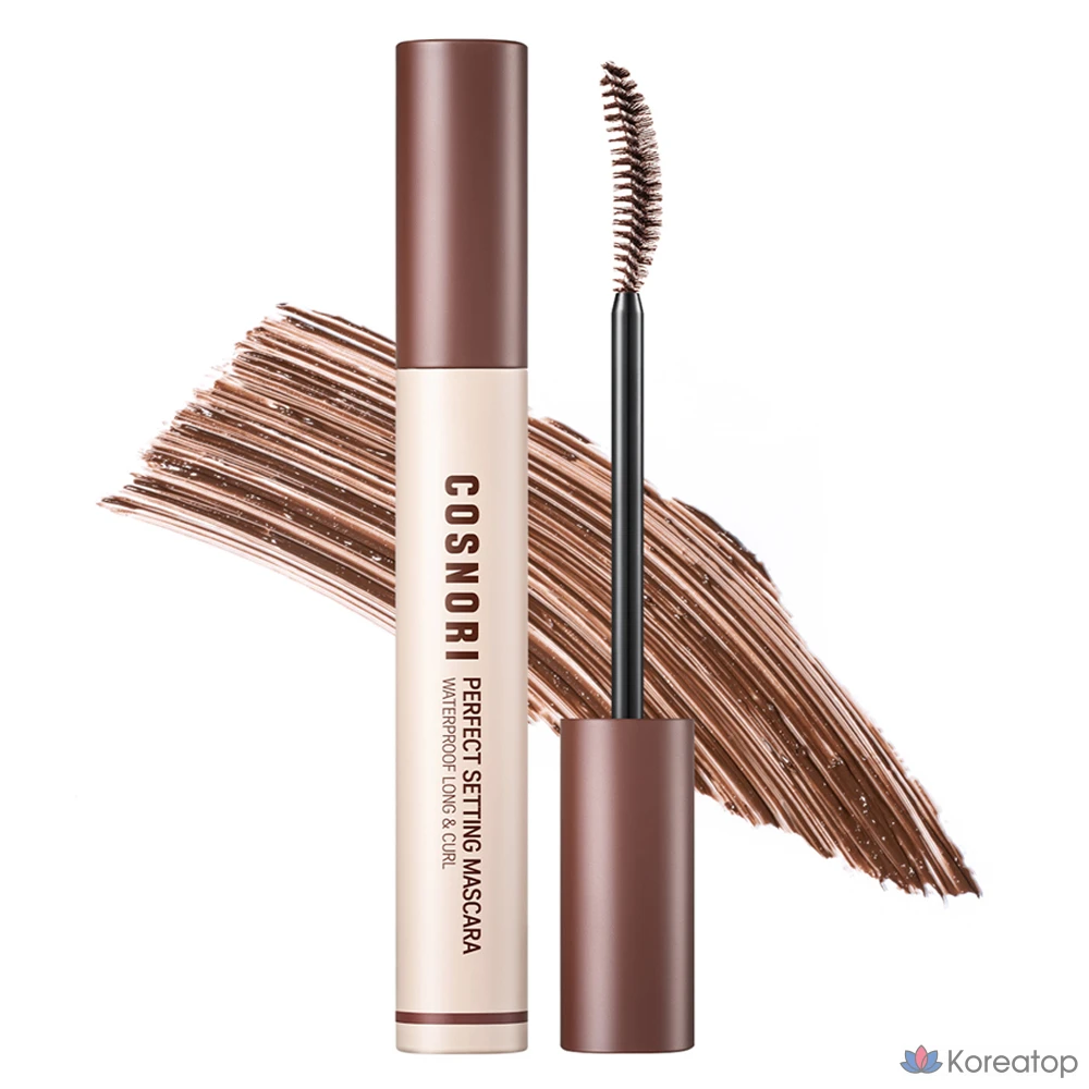 Тушь для ресниц Cosnori Perfect Setting Waterproof Long & Curl Mascara, оттенок Cozy Brown, 7 мл, 1 шт.