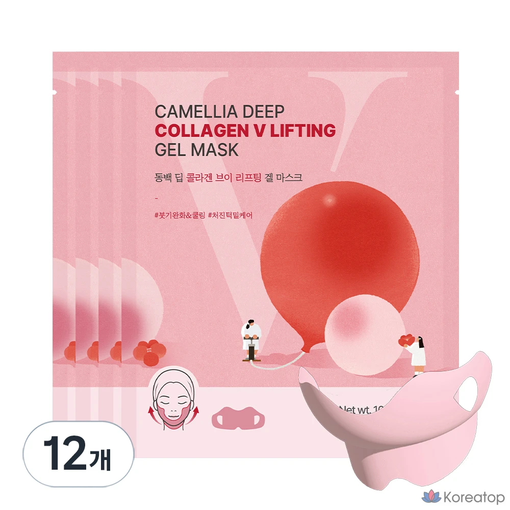 Гидрогелевая маска для лица Round Lab Camellia Deep Collagen V-Lifting Gel Mask, 10 г, 12 шт.