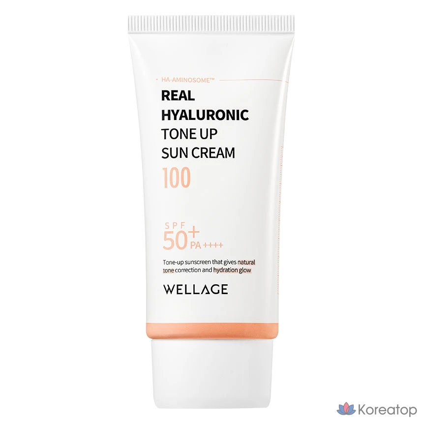 Солнцезащитный крем WELLAGE Real Hyaluronic Tone Up Sun Cream SPF50+ PA++++, 50 мл, 1 шт.