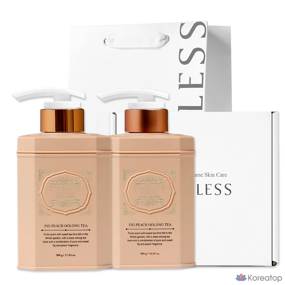 Набор для ухода TEABLESS Perfume Body Lotion + Body Wash + Gift Box Set, аромат Oolong Tea Fig Peach, 1 шт.