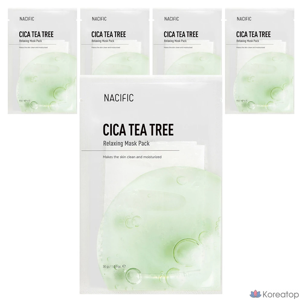 Тканевая маска для лица NACIFIC Cica Tea Tree Relaxing Mask, 30 г, 5 шт.