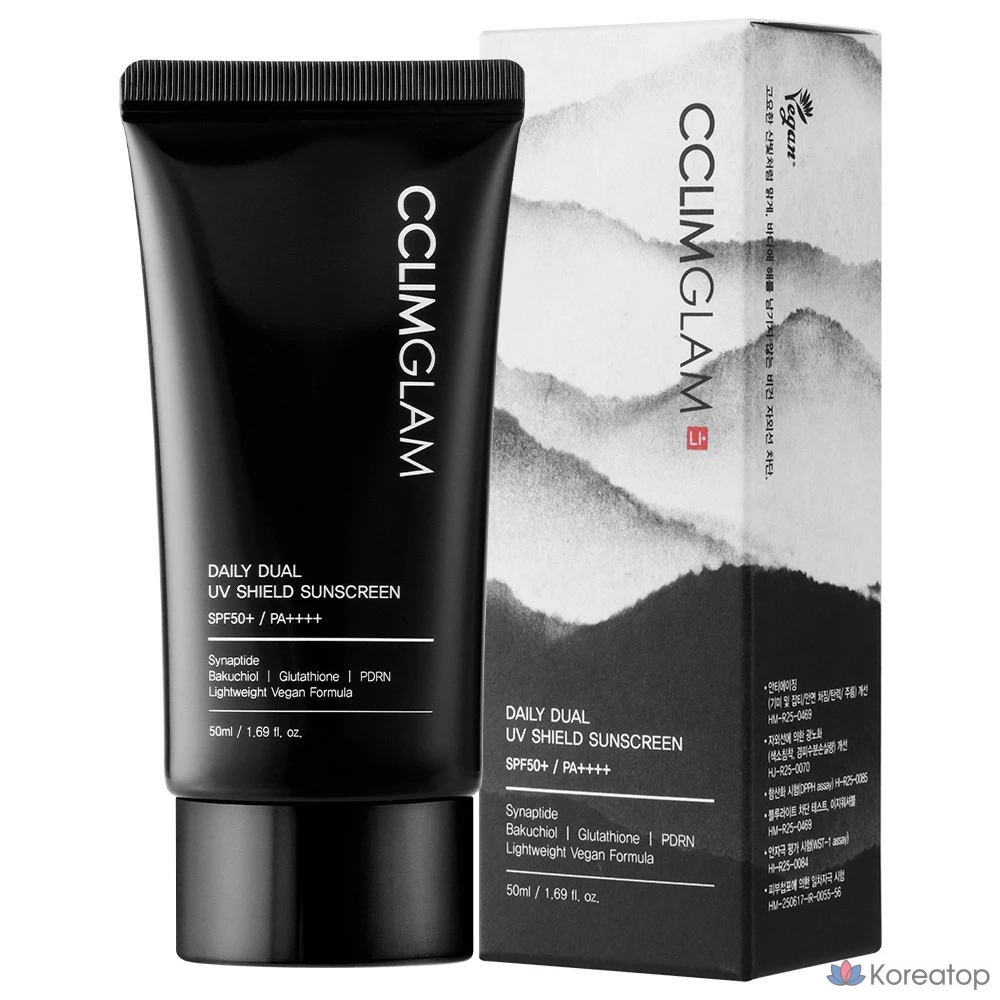 Солнцезащитный крем CCLIMGLAM UV Shield Vegan Daily Sun Cream SPF50+ PA++++, 50 мл, 1 шт.