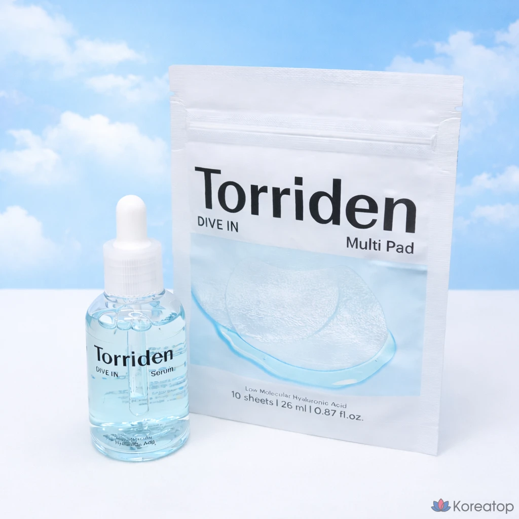 Сыворотка Torriden Dive-In Low Molecular Hyaluronic Acid Serum, 50 мл + мультипэды, 10 шт., 1 шт.