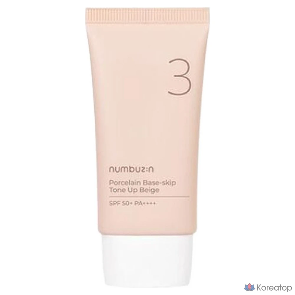 Тонер Numbuzin No.3 Porcelain Base-Skip Tone Up Beige SPF50+ PA++++, 50 мл, 1 шт.