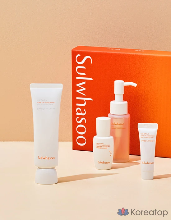 Солнцезащитный крем Sulwhasoo Sangbaek Tone-up Sun Cream, 50 мл, набор