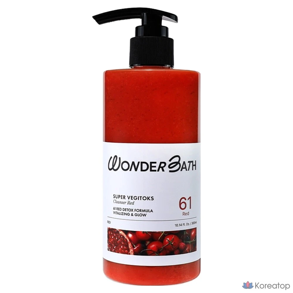 Набор для ухода Wonder Bath Super Vegitoks Cleanser Red (300 мл + помпа), 1 шт.