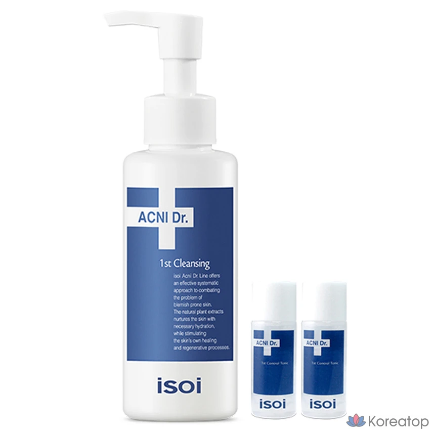 Очищающий гель Isoi Acne Doctor First Cleansing Gel, 130 мл + Тонер Isoi Acne Doctor First Control Tonic, 8 мл, 2 шт.