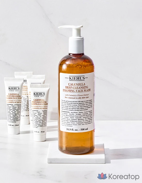 Набор для ухода Kiehl's Calendula Petal Cleanser, 500 мл + 30 мл x 4 шт.