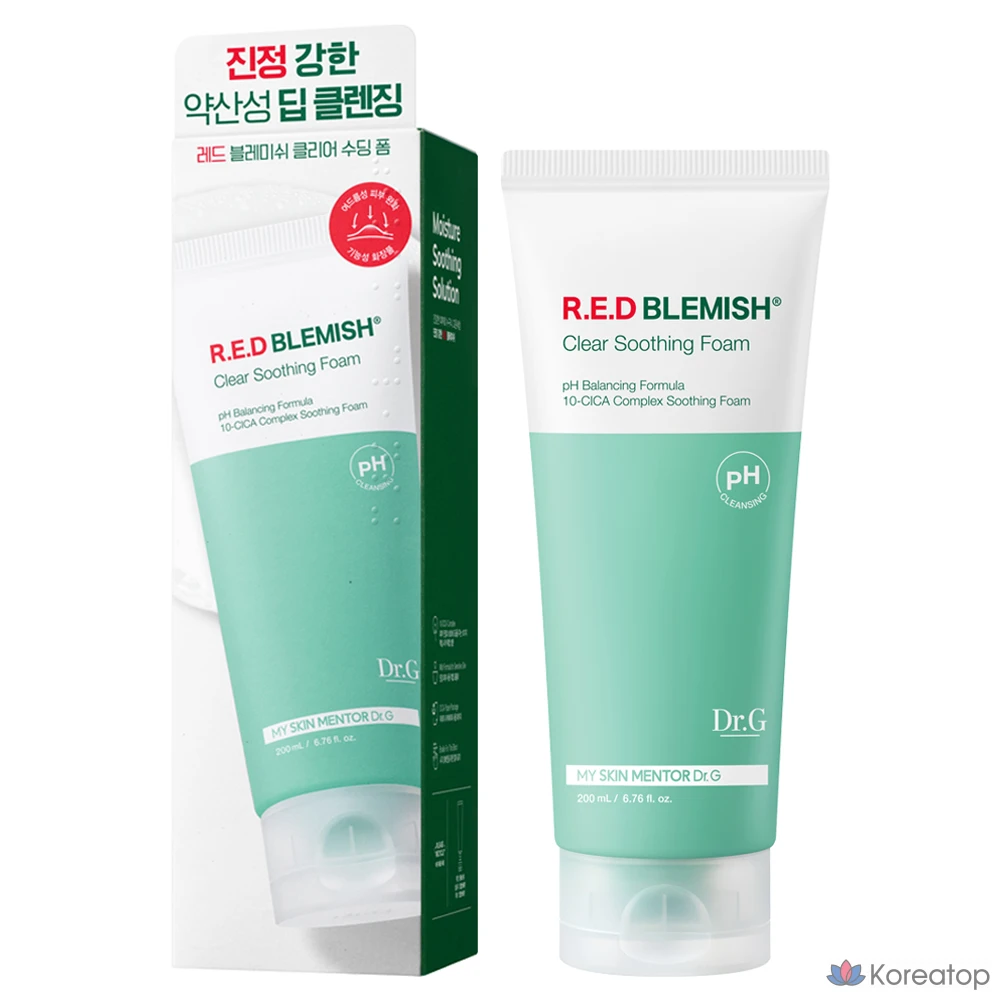 Очищающая пенка Dr. G Low pH Red Blemish Clear Soothing Foam, 200 мл, 1 шт.