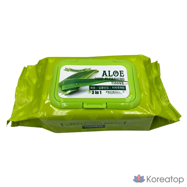 Очищающие салфетки Prorance Aloe Deep Cleansing Tissue, 100 шт.