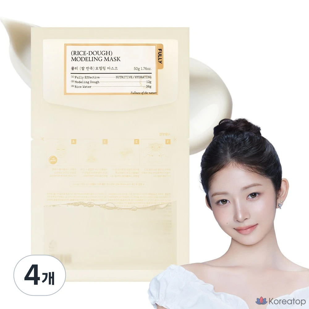 Тканевая маска для лица FULLY Rice Dough Modeling Mask Pack Rice Bran Water, 4 шт.