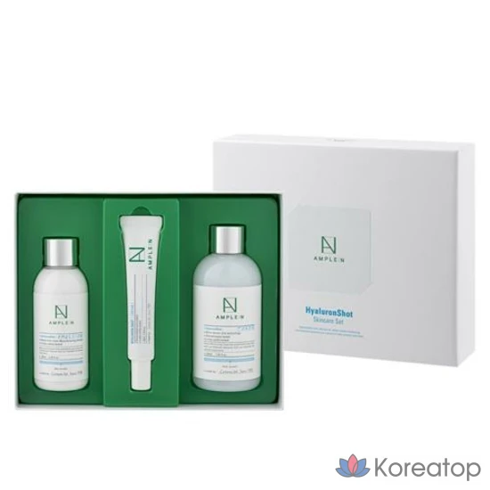 Набор для ухода AMPLE:N Hyaluron Shot Skincare 3-piece Set (Toner + Ampoule + Cream), 1 шт.