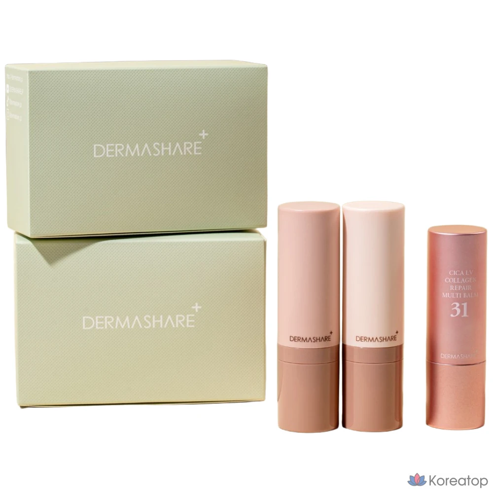 Тональный стик Dermashare Vegan Natural Cover Stick Foundation + Cica LV Collagen Repair Multi Balm, оттенок 21, 14 г + 11 г, 1 шт.