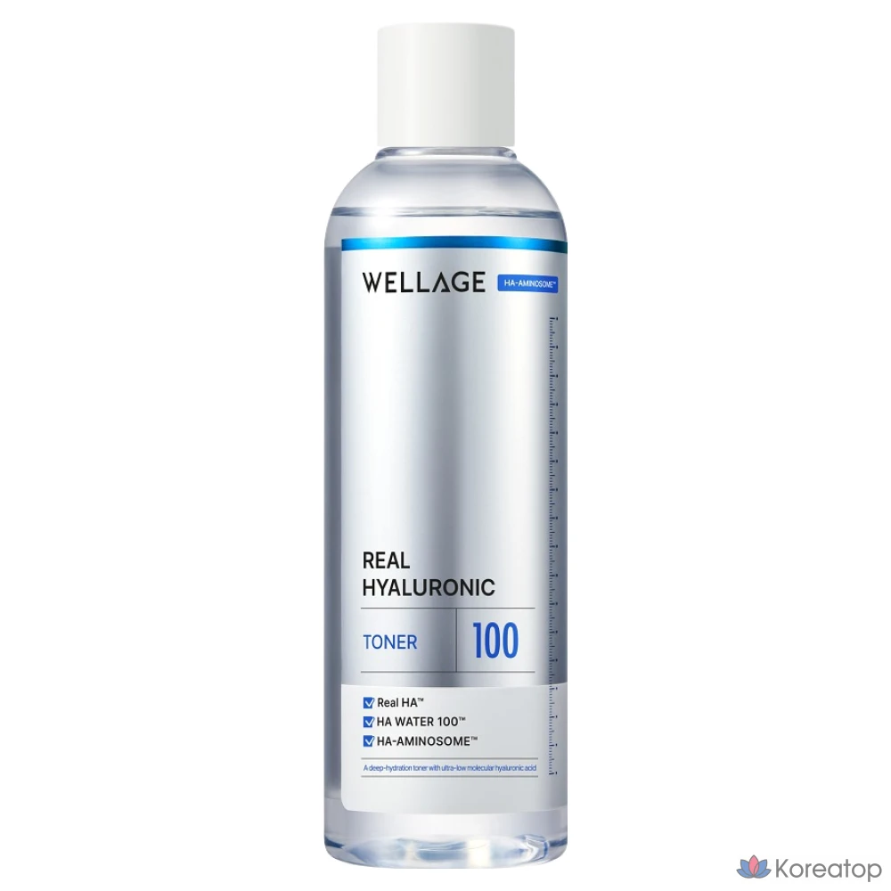 Тонер WELLAGE Real Hyaluronic 100 Toner, 200 мл, 1 шт.
