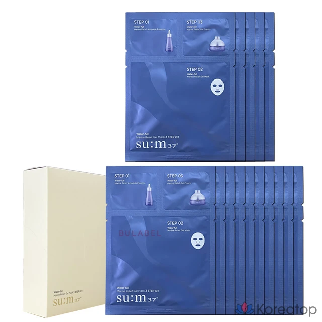 Гелевая маска для лица SU:M37 Water-full Marine Relief 3 Step Kit, 15 шт.