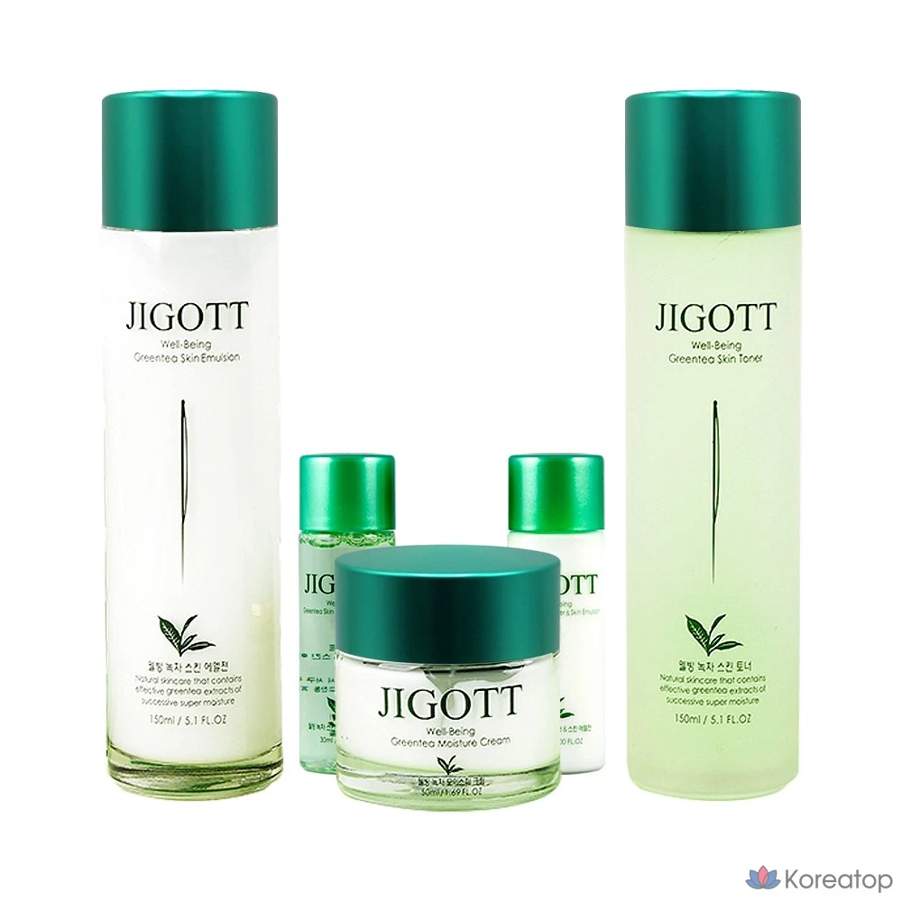 Набор для ухода Jigott Wellbeing Green Tea 3-piece Set (Toner + Lotion + Cream), 1 шт.