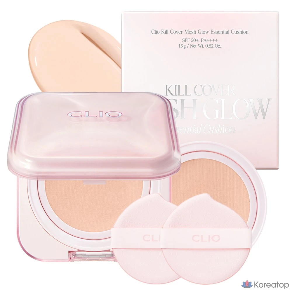 Кушон Clio Kill Cover Mesh Glow Essential Cushion Set (основа + рефилл), оттенок 19C Light, 1 шт.