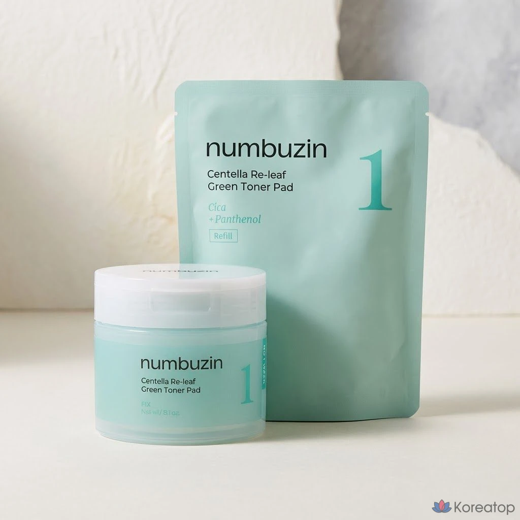 Тонер-пэды Numbuzin No.1 Green Cica Soothing Moisture Sebum Pad, 140 шт.