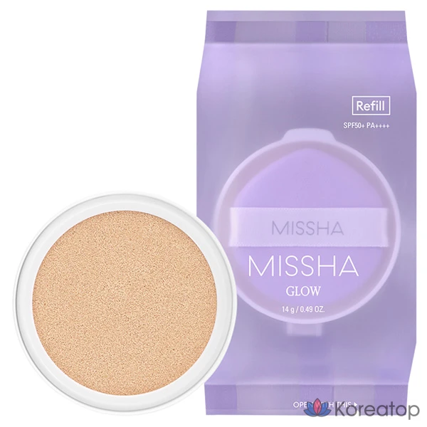 Кушон Missha Glow Layering Fit Cushion Refill, оттенок 21 Fair, 14 г, 1 шт.