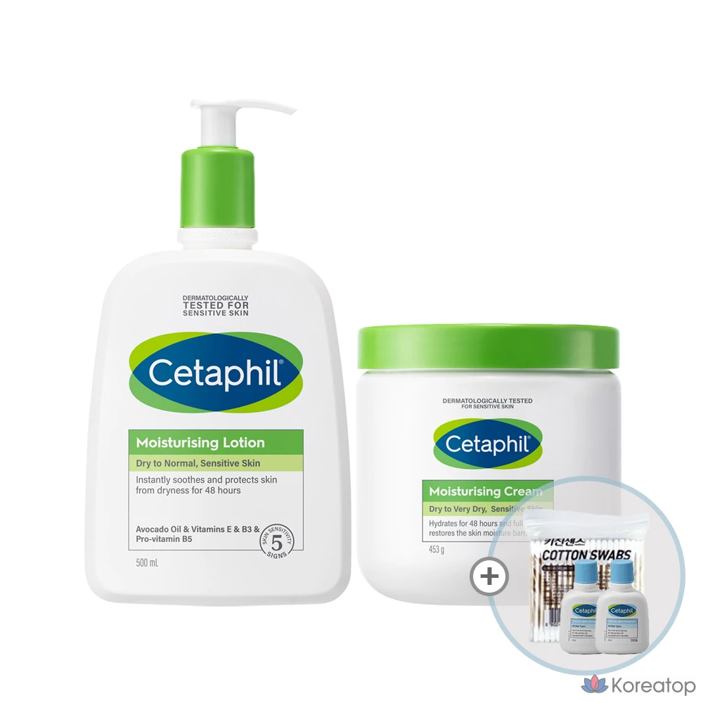 Увлажняющий лосьон Cetaphil Moisturizing Lotion + увлажняющий крем Cetaphil Moisturizing Cream, 500 мл + 453 г, 1 шт.