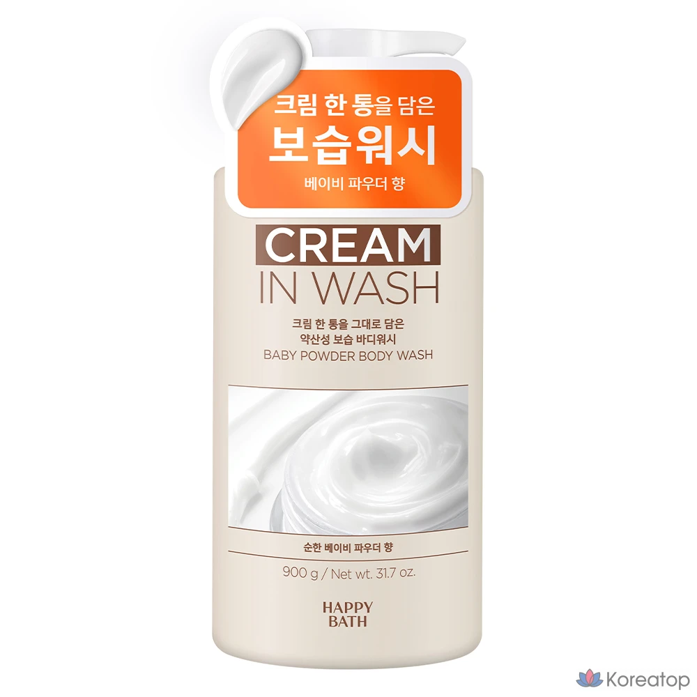 Гель для душа Happy Bath Cream-in Mild Acid Moisture Body Wash, аромат Baby Powder, 900 г, 1 шт.
