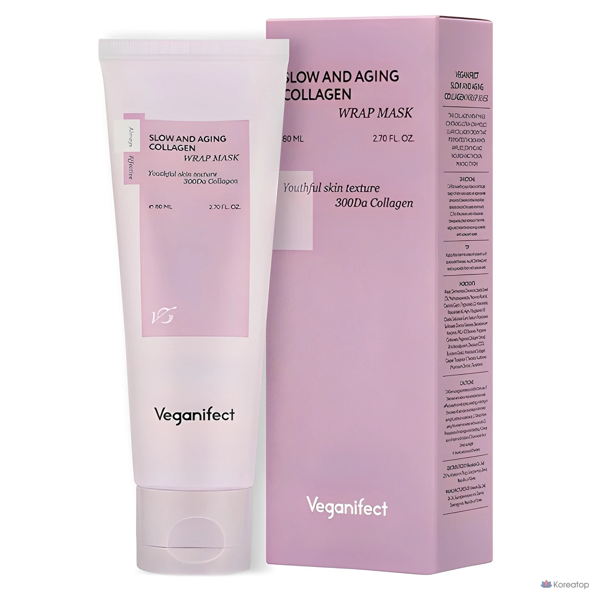 Тканевая маска для лица Veganifect Slow &amp; Aging Low Molecular Collagen Water Glow Wrap Mask, 80 мл, 1 шт.