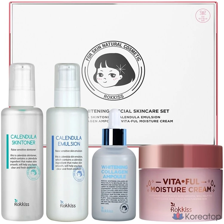Набор для ухода Rokkiss Whitening Special Skincare 4-piece Set, 1 шт.