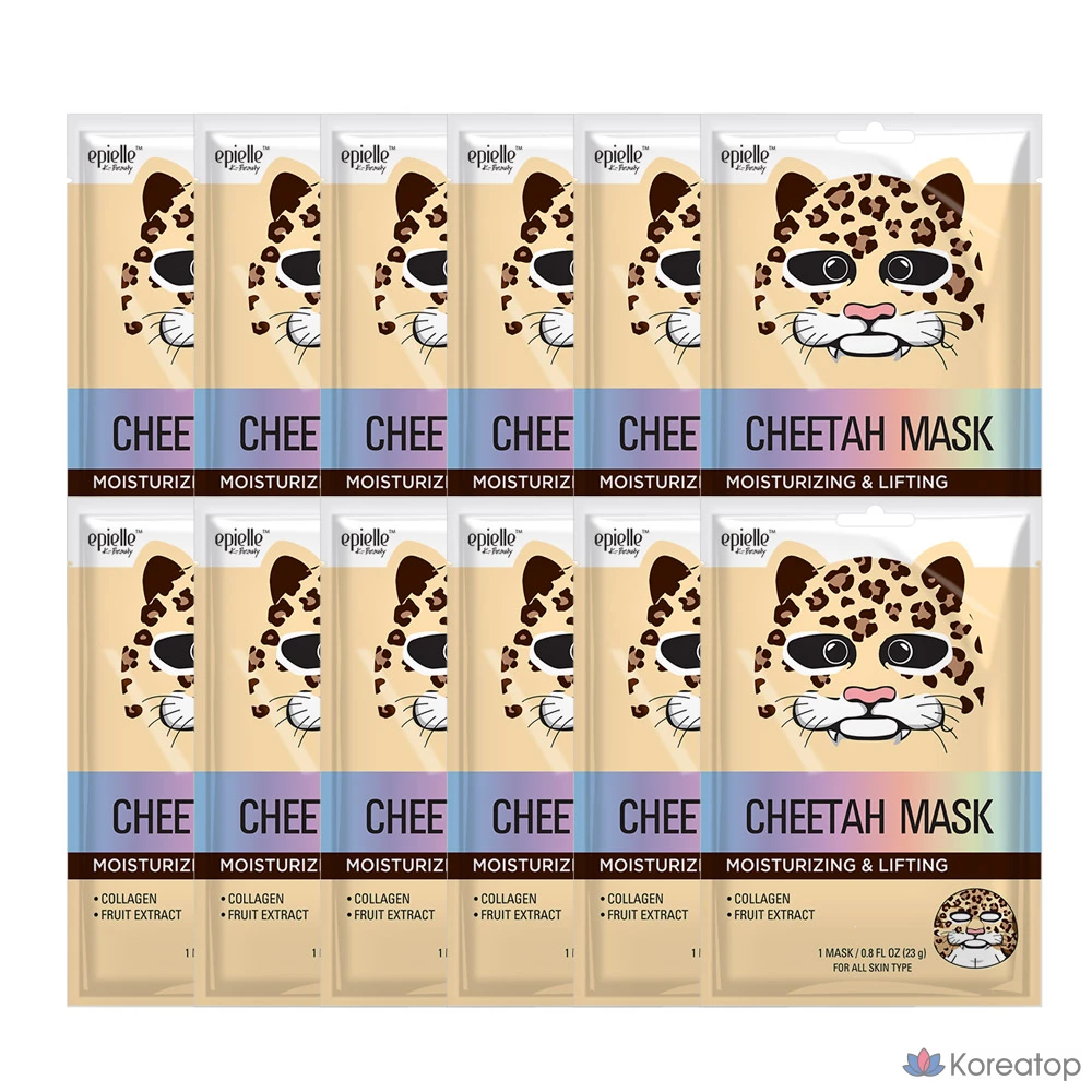 Тканевая маска для лица Epielle Cheetah Character Mask, 12 шт.