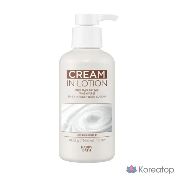 Лосьон для тела Happy Bath Cream-in High Moisture Body Lotion Baby Powder, 400 г, 1 шт.