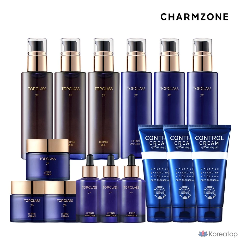 Набор для ухода Charmzone Top Class Lifting 15-piece Set (Toner 3 + Lotion 3 + Cream 3 + Ampoule 3 + Control 40ml 3), 1 шт.