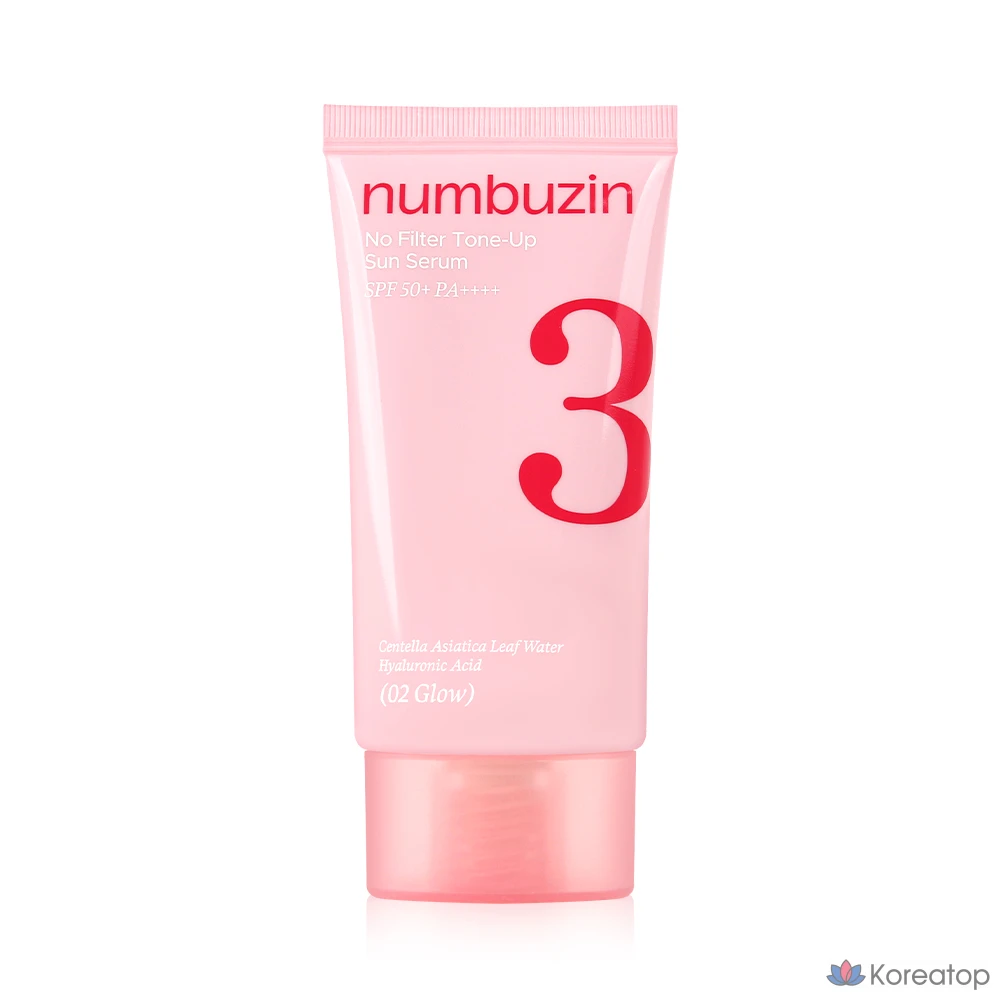 Солнцезащитный крем Numbuzin No.3 Porcelain Base Tone-Up Beige Sunscreen SPF50+ PA++++, оттенок 02 Glow, 50 мл, 1 шт.