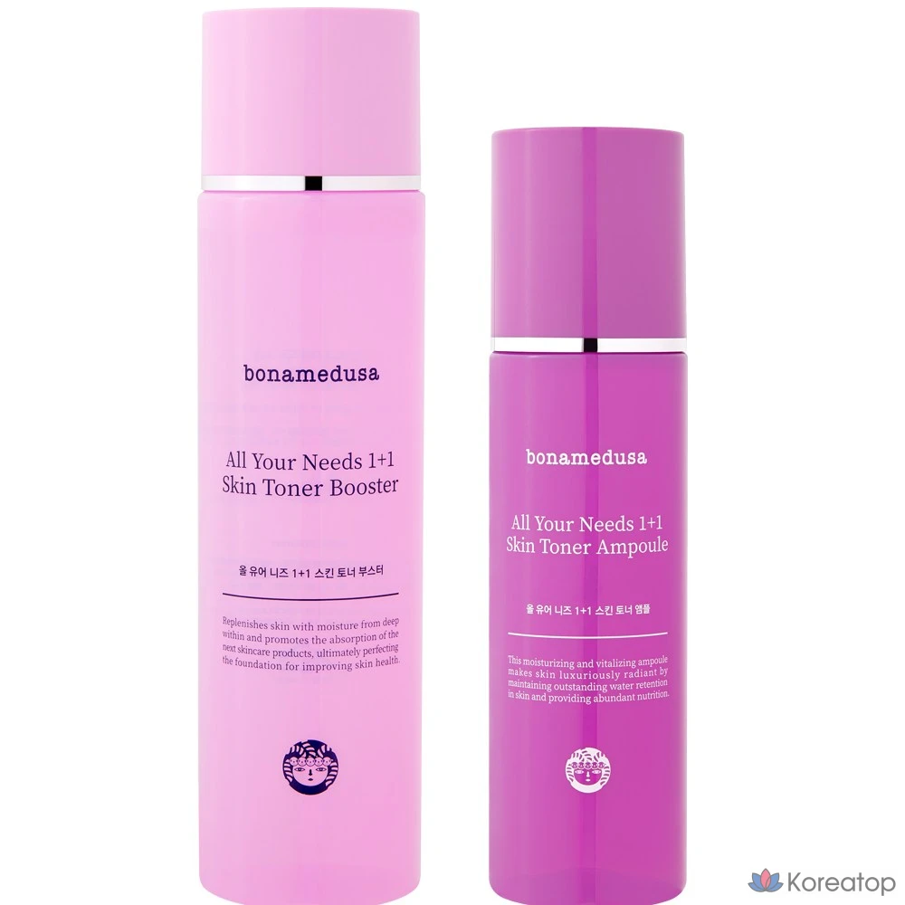 Набор для ухода Bonamedusa All Your Needs Skin Toner Booster + Ampoule, 300 мл + 200 мл, 1 шт.