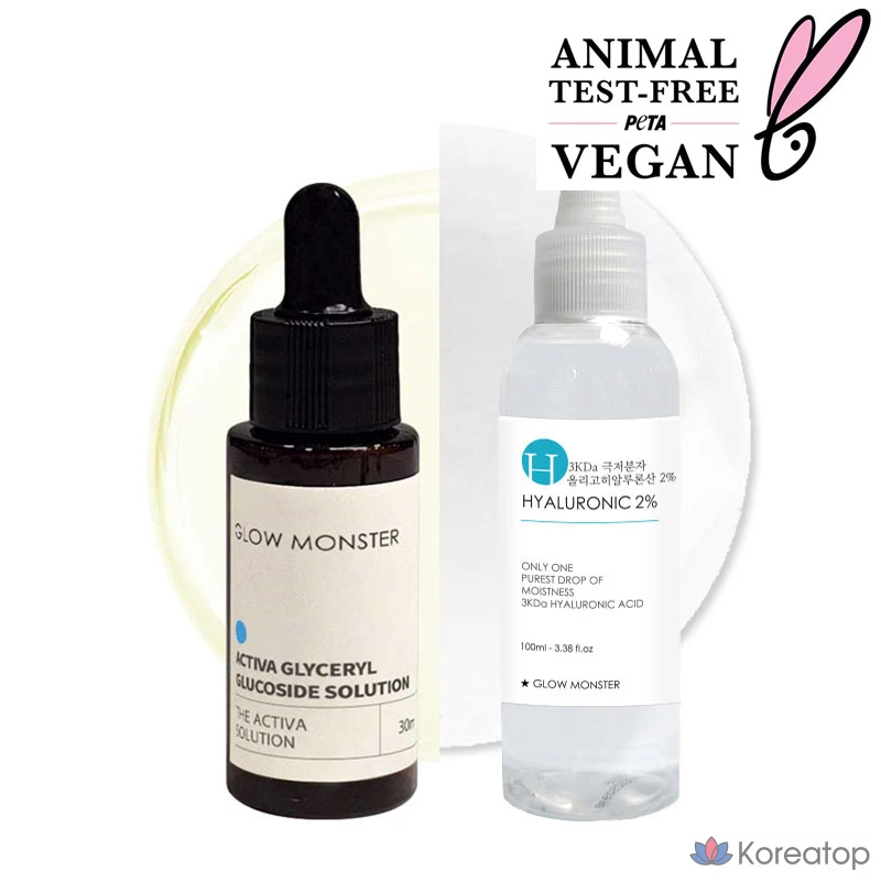 Ампульная сыворотка Glow Monster Active Glycerol Glucoside Solution + 3Kda Oligo Hyaluronic Acid 2% Solution, 30 мл + 100 мл, 1 шт.