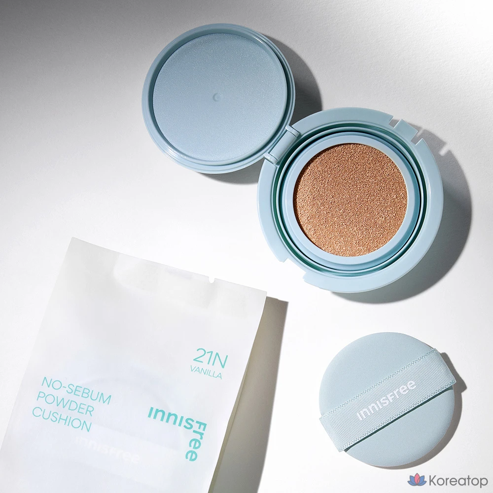 Кушон-пудра Innisfree No Sebum Powder Cushion Refill SPF35 PA++, оттенок 23N Ginger, 14 г, 1 шт.