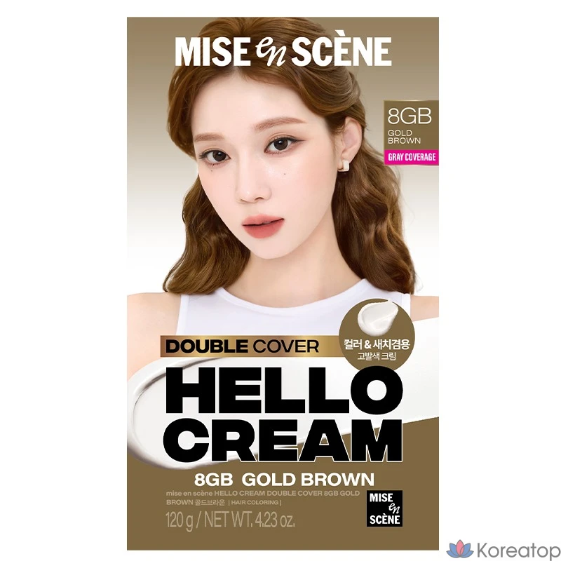 Краска для волос Mise en Scene Hello Cream Double Cover, оттенок 8GB Gold Brown, 1 шт.