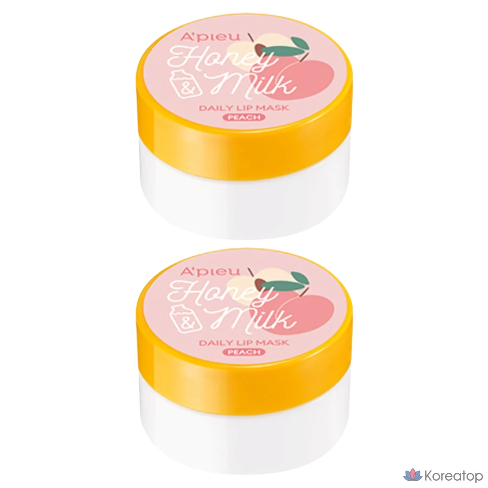 Бальзам для губ A'Pieu Honey & Milk Daily Lip Mask, оттенок Peach, 6 г, 2 шт.