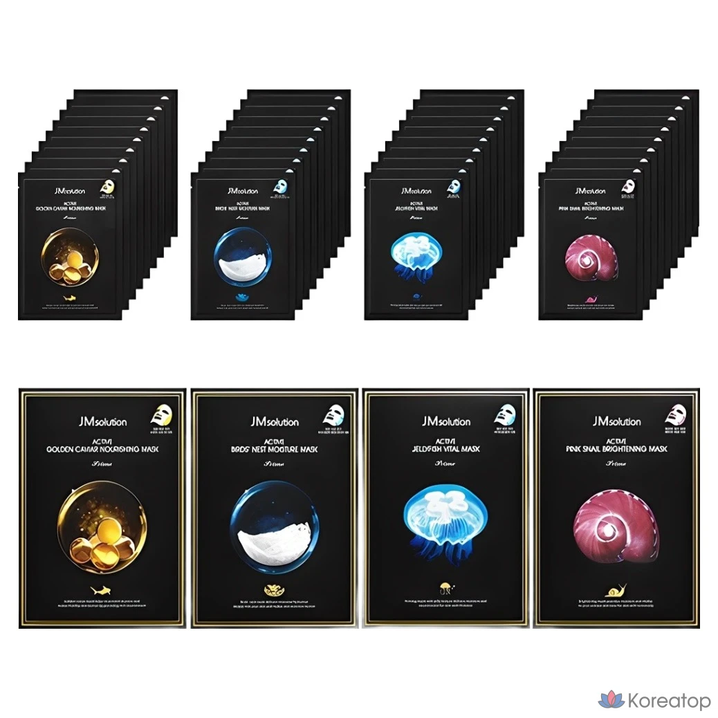 Тканевая маска для лица JM Solution Active Solution Golden Caviar + Bird's Nest + Pink Snail + Jellyfish Mask Set, 40 шт.