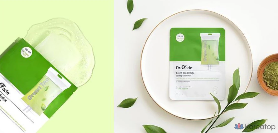 Тканевая маска для лица Dr. Oracle Green Tea Recipe Calming Green Mask, 25 мл, 10 шт.
