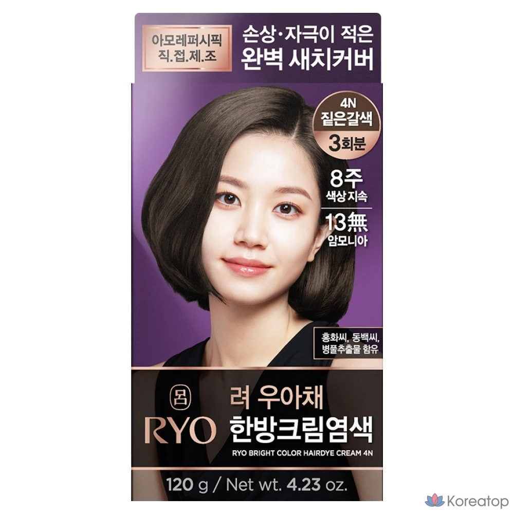 Краска для волос Ryo Uachae Meotnaegi Saichi Cream, оттенок 4N Dark Brown, 1 шт.