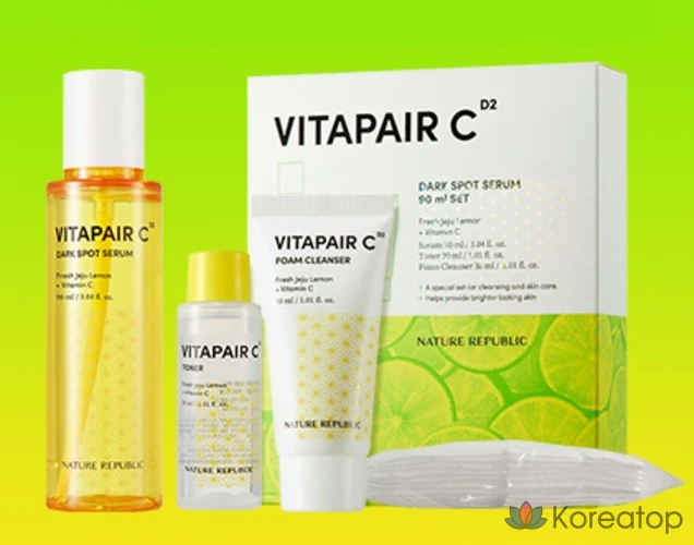 Набор для ухода Nature Republic Vita Pair C Serum Special Set (Serum + Toner + Foam Cleanser + Cotton Pads), 1 шт.
